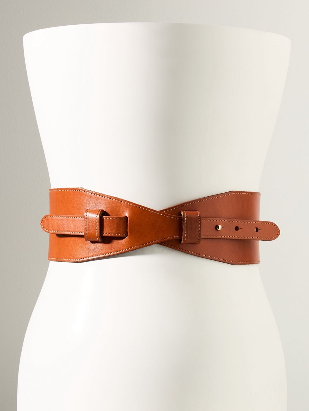 Anthropologie Wide Corset Leather Wrap Waist Belt Cedar Tan SIZE XL NEW